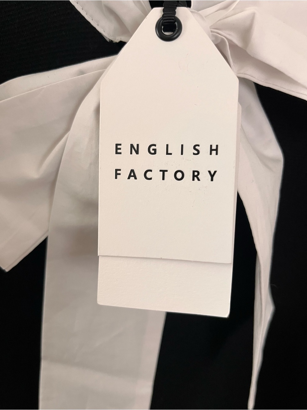 English Factory Black Mini Dress with White Bow Tie - Picture 6 of 7